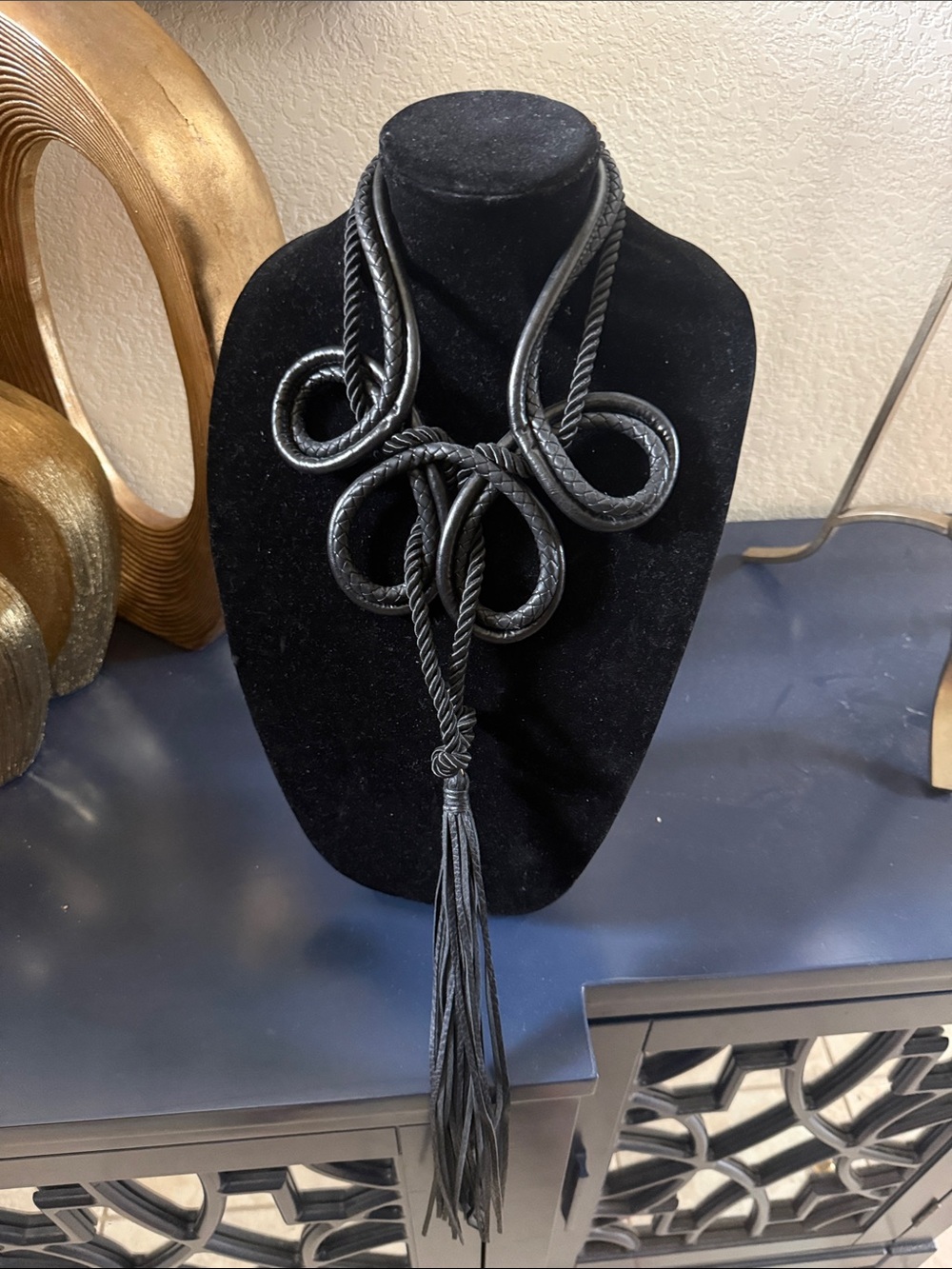 Black Statement Knot Tassel Necklace - Brand Unspecified